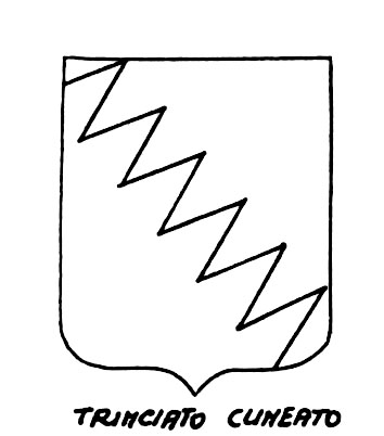 Image of the heraldic term: Trinciato cuneato